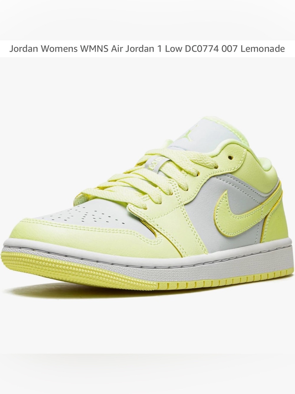 Nike Women’s Air Jordan 1 Low Electric Lemonade Size 9